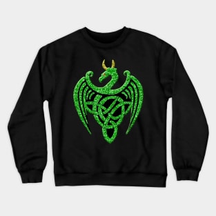 Faux Green Glitter Celtic Dragon Crewneck Sweatshirt